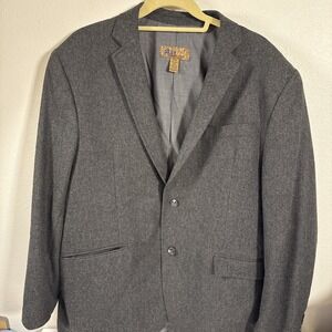 Pronto‎ Uomo Soft Tweed Blazer Mens Sz XXL (46-48R) Wool Blend Gray Herringbone